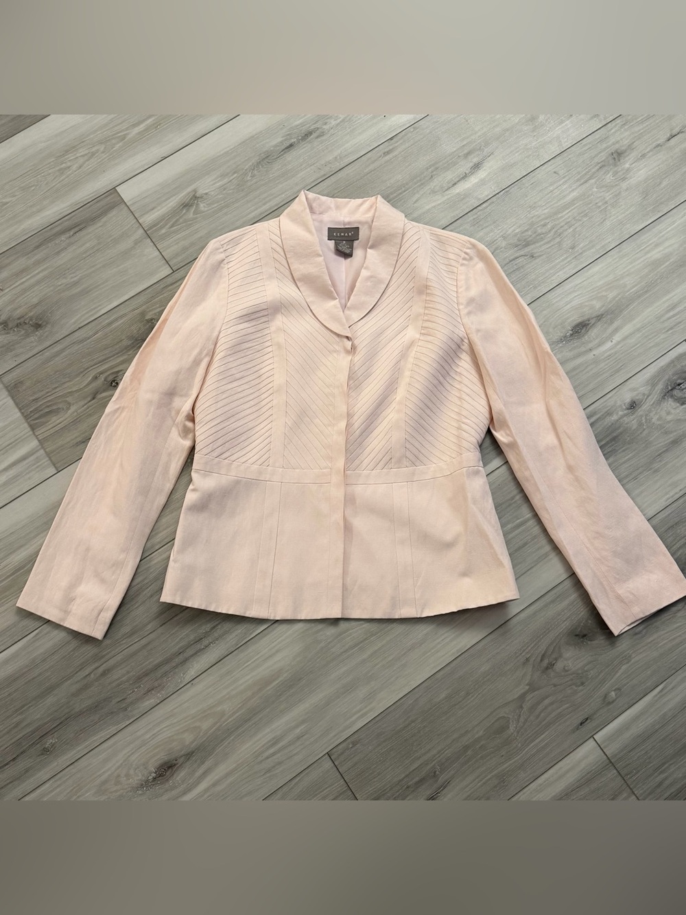 Kenar Women’s Silk Linen Button Down Shirt Top Size 8 Blush Pink Pintuck Pleat